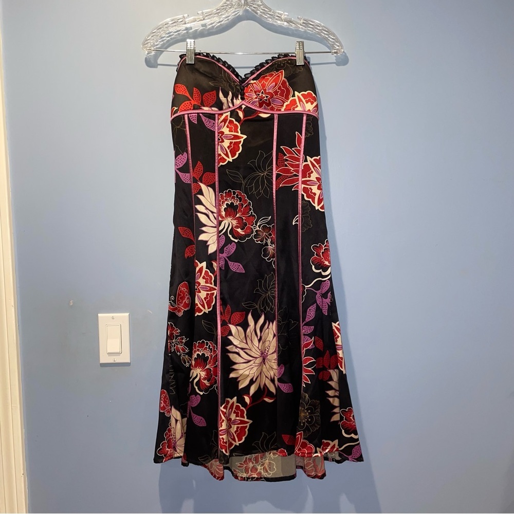 Bebe Strapless Y2K Silk Dress Size Small